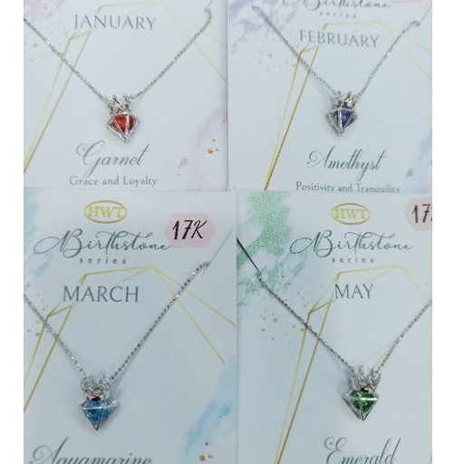Kalung Birthstone Emas Putih kadar 750/17K