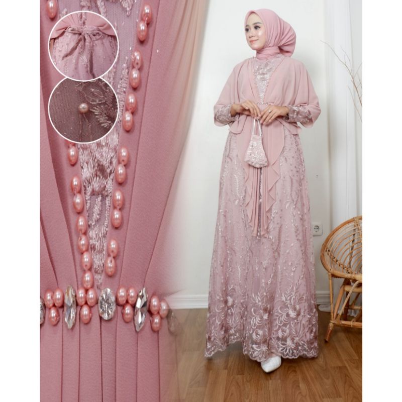 Permata Olshop / Gamis Khanza NK / Kebaya Modern / Gamis Brokat Kondangan / Kebaya Brukat Pesta Mewah