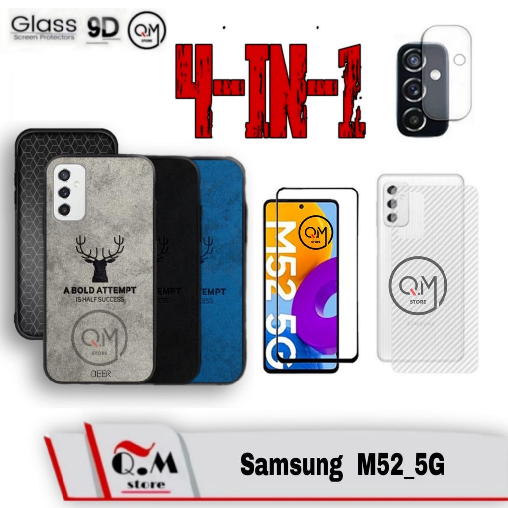 PAKET 4 IN1 Case Deer SAMSUNG A52 NEW 5G Softcase Deer TPU High Quality Pelindung Back Cover