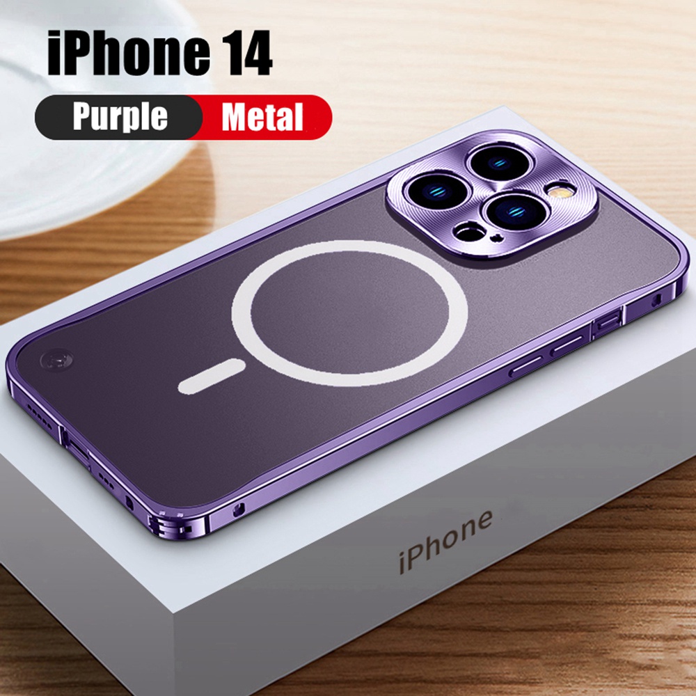 Casing Iphone 14 Pro max 13 Pro max 14 Plus 13 Mini Magnetik Bahan Aluminum Matte Translucent