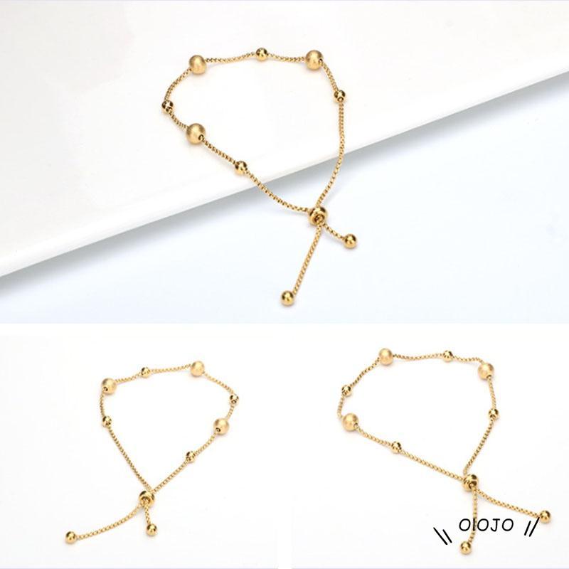 Gelang Adjustable Bahan Titanium Steel Warna Emas Gaya Korea Untuk Wanita