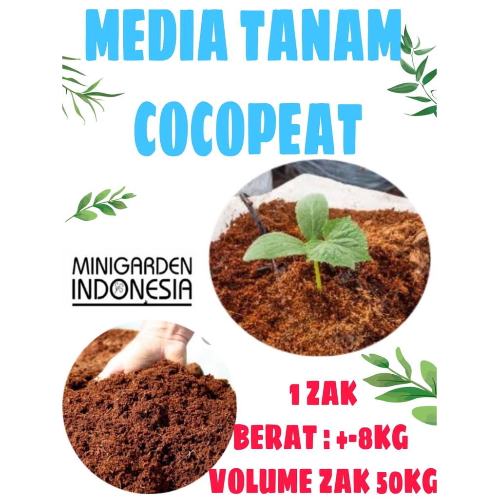 ZAK 8KG COCOPEAT media tanam organik halus karung volume 50kg KERING