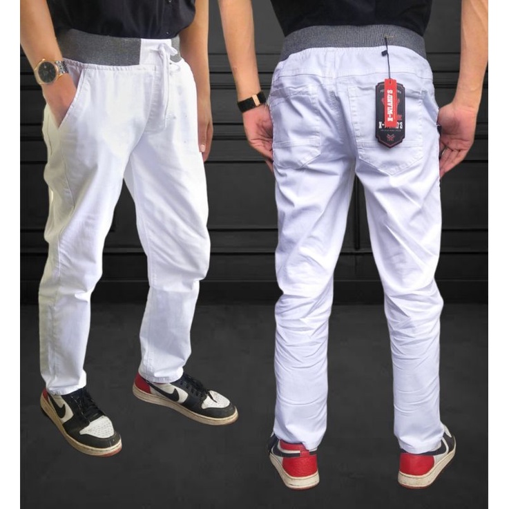 Celana panjang pria keren / celana jeans panjang pria pinggang karet / jeans pria pinggang karet / c