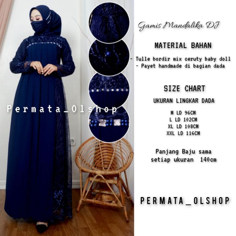 Permata Olshop / Kebaya Mandalika DJ / Gamis Kebaya Brokat Mewah / Dress Kondangan / Gamis Brukat