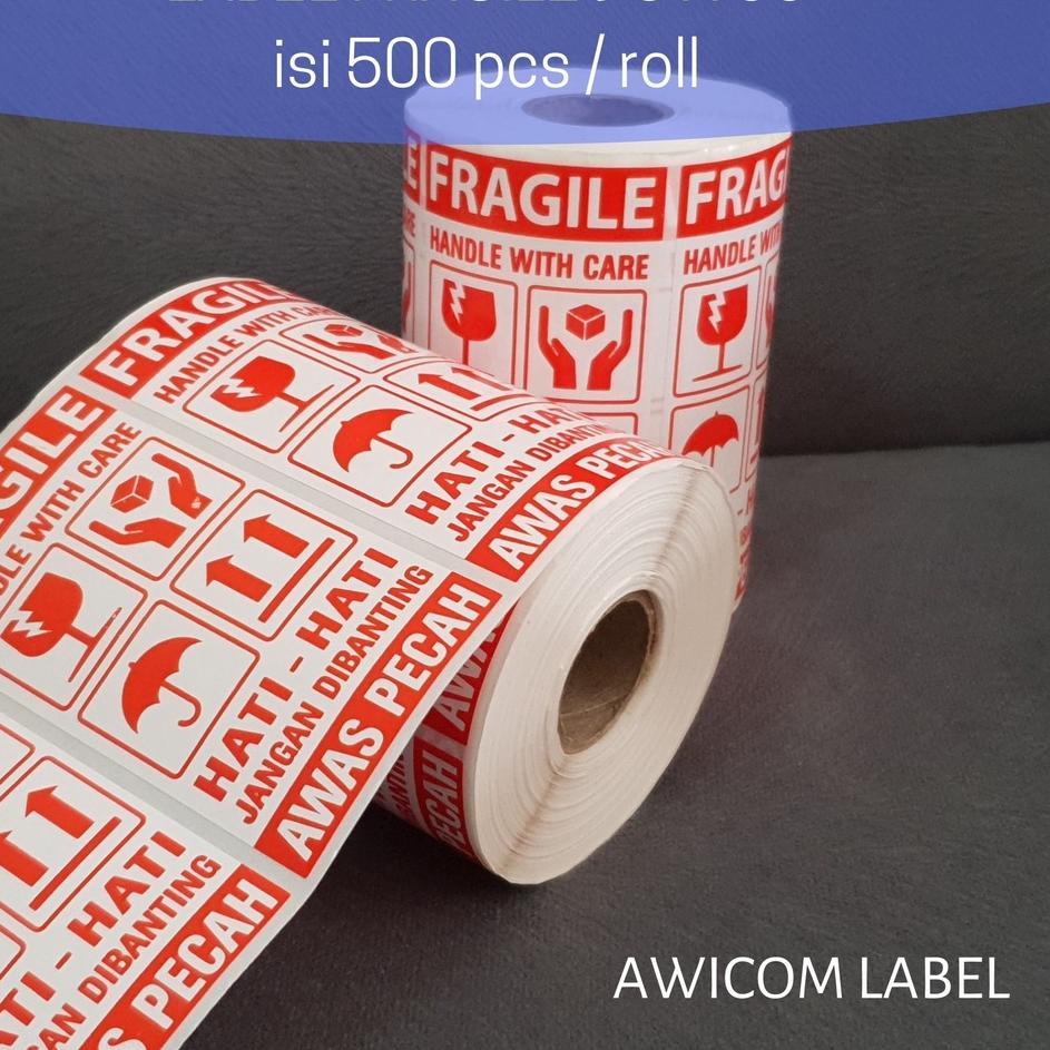 

Baru Label Sticker FRAGILE 95x50 HANDLE WITH CARE HATI-HATI JANGAN DIBANTING AWAS PECAH 95 x 50 isi 500 !!