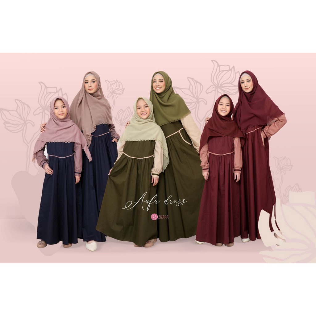 TERLARIS AUFA DRESS IBU DAN ANAK BY ZIZARA GAMIS COUPLE IBU DAN ANAK