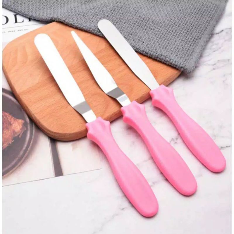 Jual 3in1 Pisau Hias Poles Kue Set Spatula Cake Palet Knife Baking
