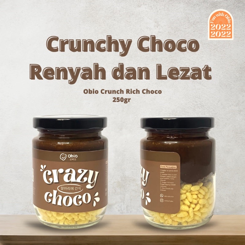 Choco Jar CHOCOLATE by Obio Crunch - Cemilan Rasa Chocolate Rice Crispy Topping Cokelat Leleh