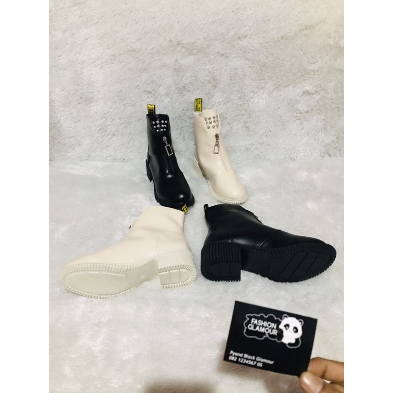 BT05 SEPATU BOOTS IMPORT WANITA KOREA SIZE 40 AKSEN MUTIARA VELVET BRITISH INGGRIS ORIGINAL