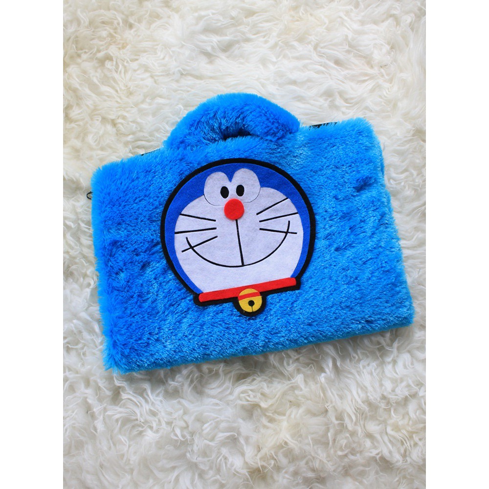  Doraemon Biru Bulu Lebat 10 17 inchi softcase tas laptop 