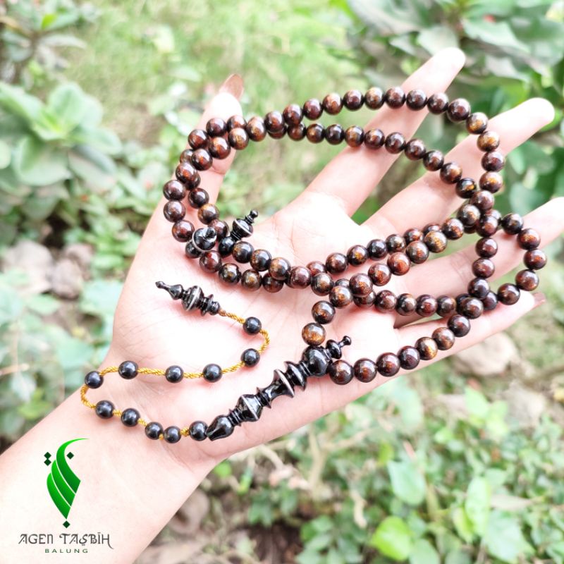 Tasbih Yuser Akar Bahar Serat Emas, Size 8mm/Tasbih Muslim 99 Butir/COD