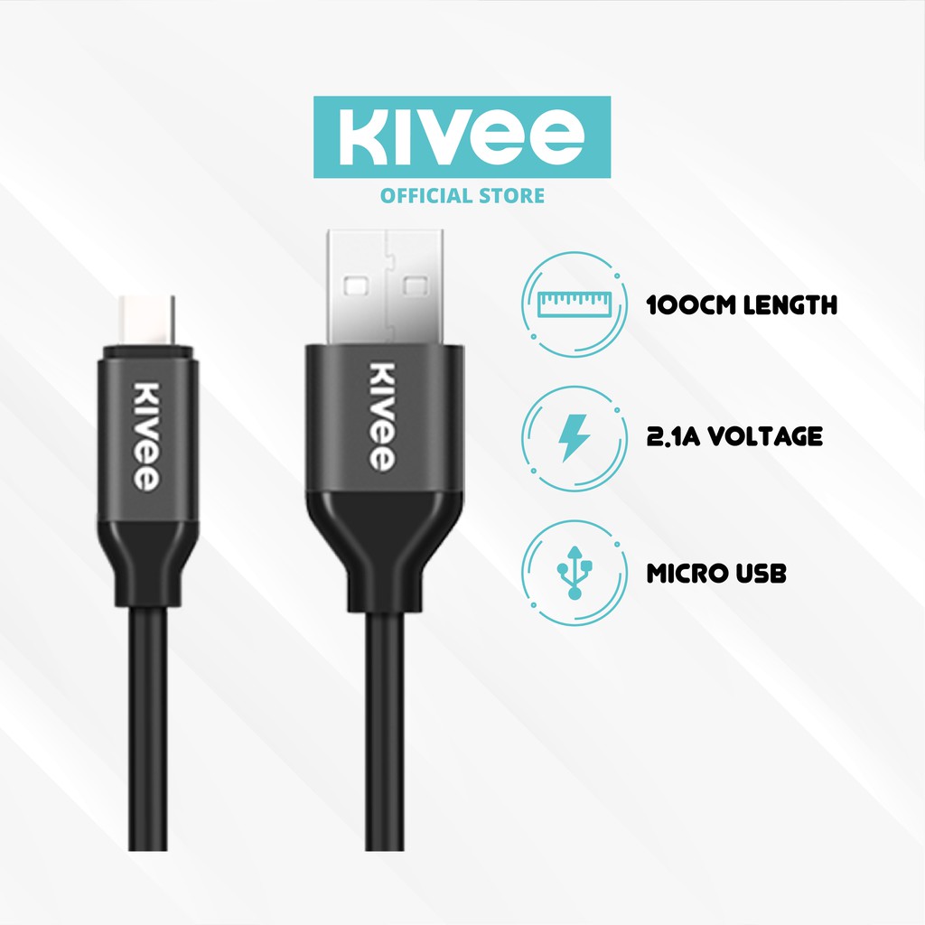 Kivee Kabel Android Type-C USB Fast Charging Samsung Xiaomi Oppo Vivo Hitam Putih 2.1A