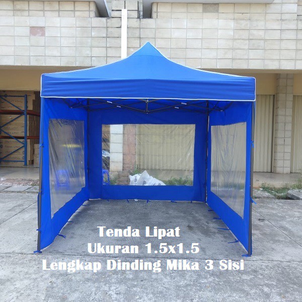 Tenda Lipat 1.5x1.5 Lengkap Dinding Mika 3 Sisi