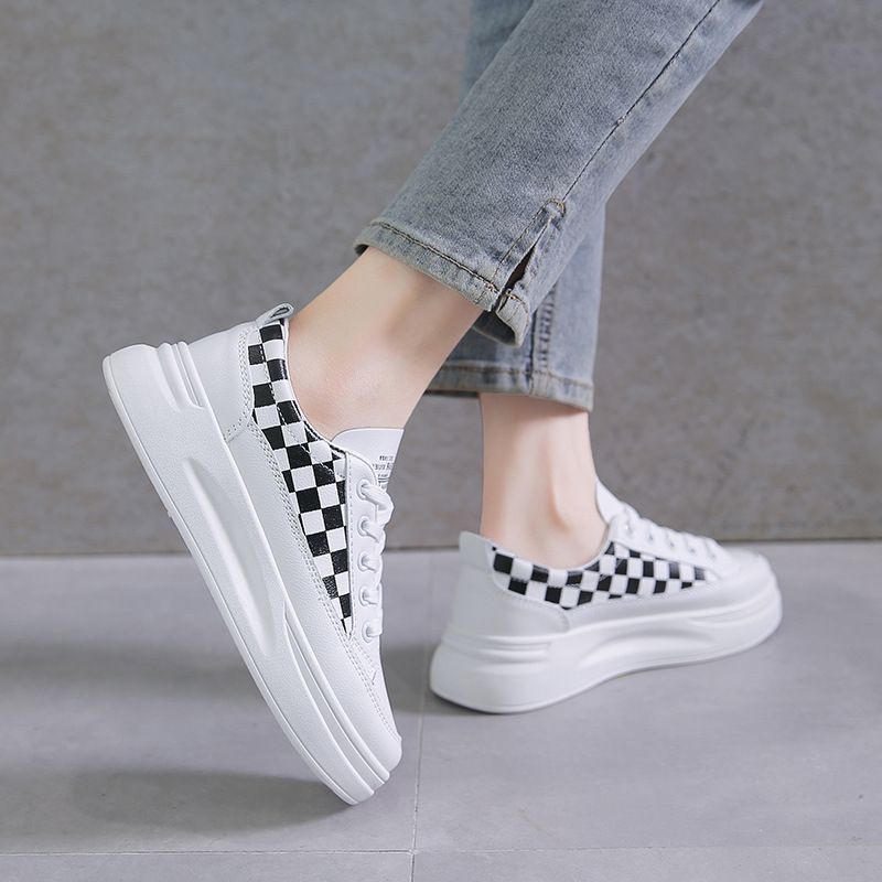 Permata Sepatu Wedges Wanita Import 2020 Checkerboard Slip On Shoes Premium Quality