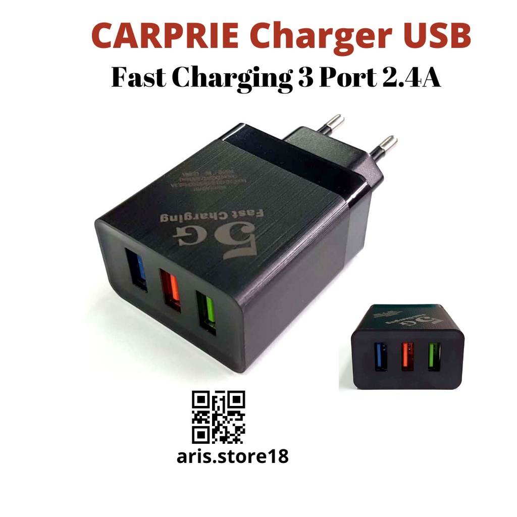 CARPRIE Charger USB Fast Charging 3 Port 2.4A