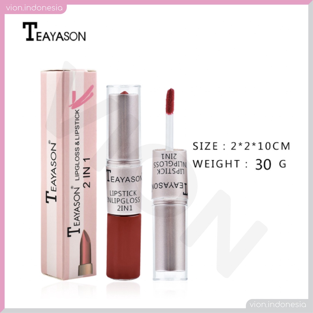 TEAYASON 2in1 Matte Lipstick Lipgloss Waterproof Eyeshadow Blush 12 Colors Original TE004