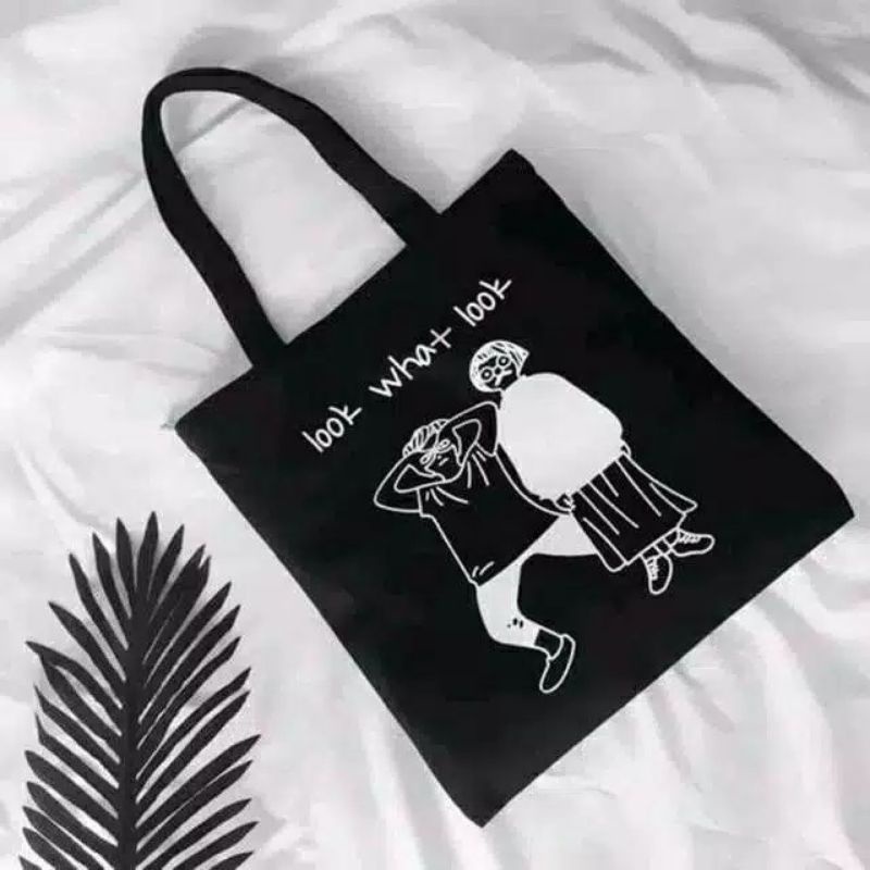 Tas Tote Bag Wanita Motif Look What I Look