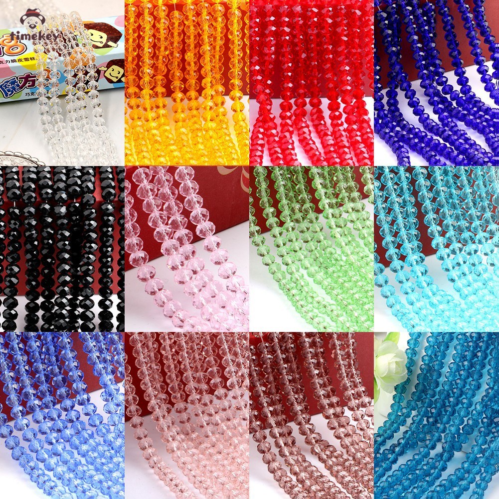 【TK】 6mm Multi colors Crystal Faceted Rondelle Glass Beads Bracelet Necklace DIY Jewelry Making Accessories