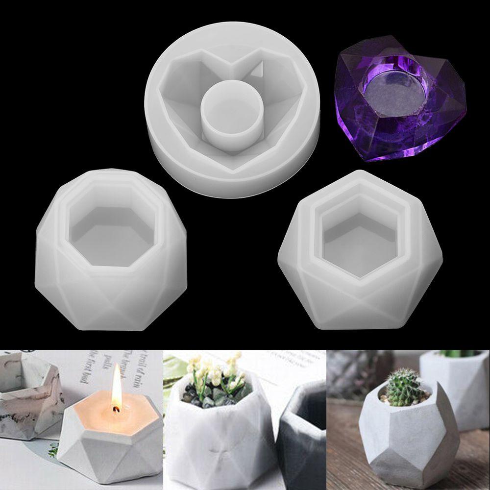 Solighter Crystal Resin Tray Cetakan Dekorasi Rumah Alat Membuat Perhiasan Hexagon Cup Resin Kerajinan Pot Bunga Sukulen