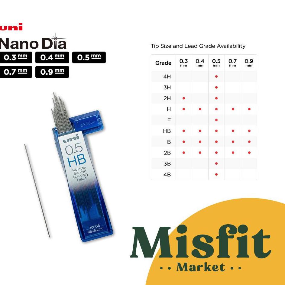 

Promo Bulan Ini UNI NANO DIA Pencil Lead Refill 0.3 0.4 0.5 0.7 0.9 mm isi pensil mekanik kuru toga kurutoga pilot zebra NanoDia ..,,.,,.,