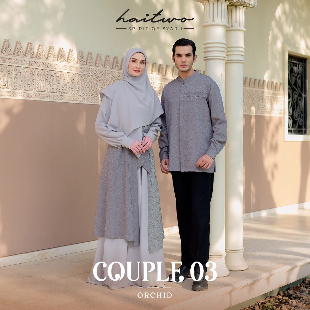 Haitwo Couple 003 Gamis Aisyah dan Koko Ammar Baju Sarimbit Kapel Syar'i Terbaru