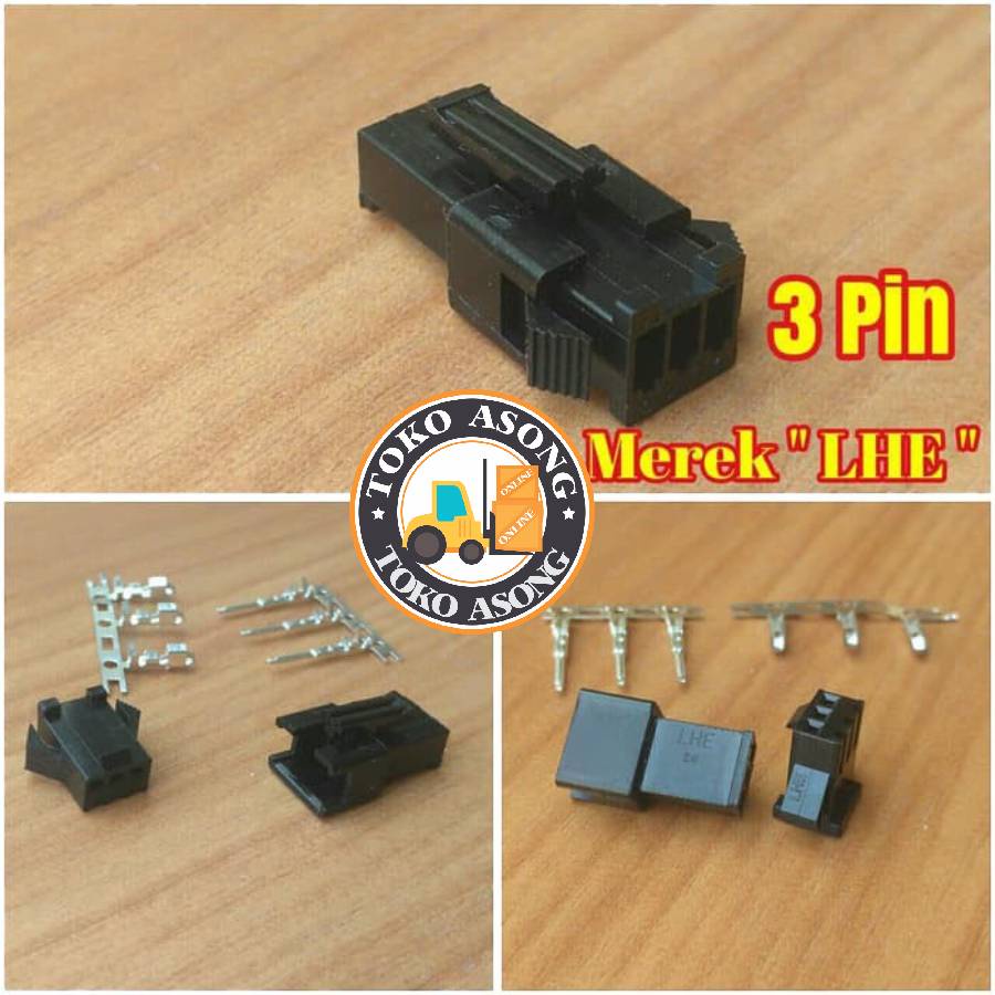 Socket konektor jst 3 Pin LHE baterai Black housing kabel 3pin