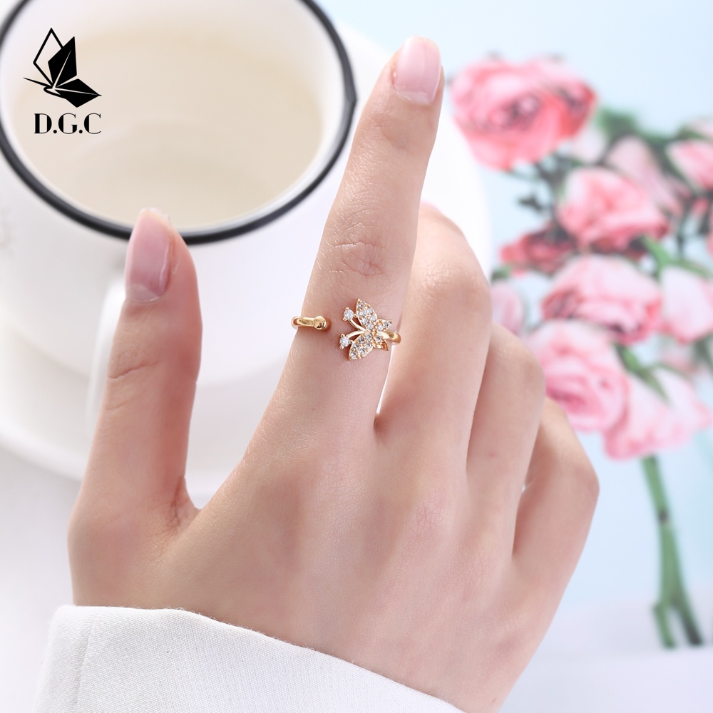 ♥✅COD✨Cincin Titanium Wanita Bisa Disesuaikan Fashion Korea Aksesoris Cincin Perhiasan Emas D677