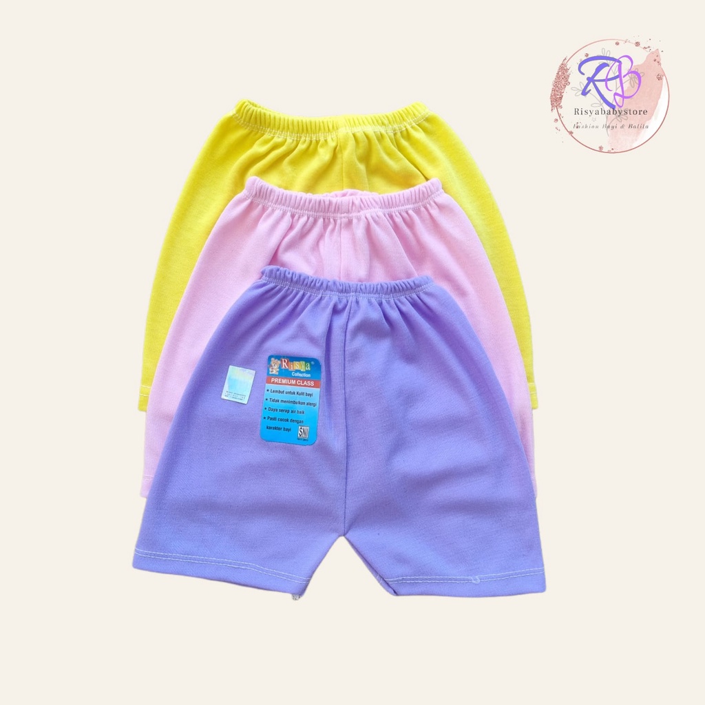 1/2 lusin (6pcs) Celana pendek bayi 0-6 bulan / 3 pcs celana polos bayi newborn