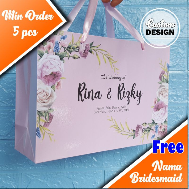Paper bag Bridesmaid paperbag wedding Paper bag custom