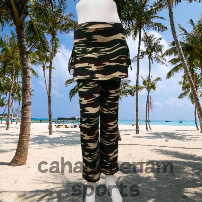 celana senam cbrkantong army loreng.celana olahraga, loreng army