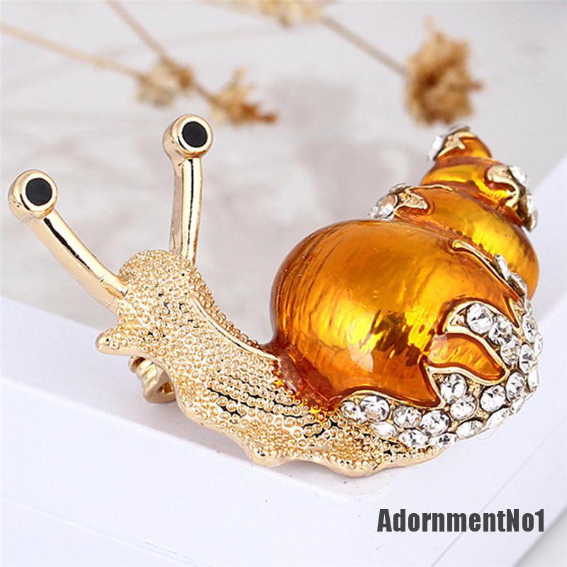 (Adornmentno1) Pin Bros Siput Hiasan Kristal + Berlian Imitasi