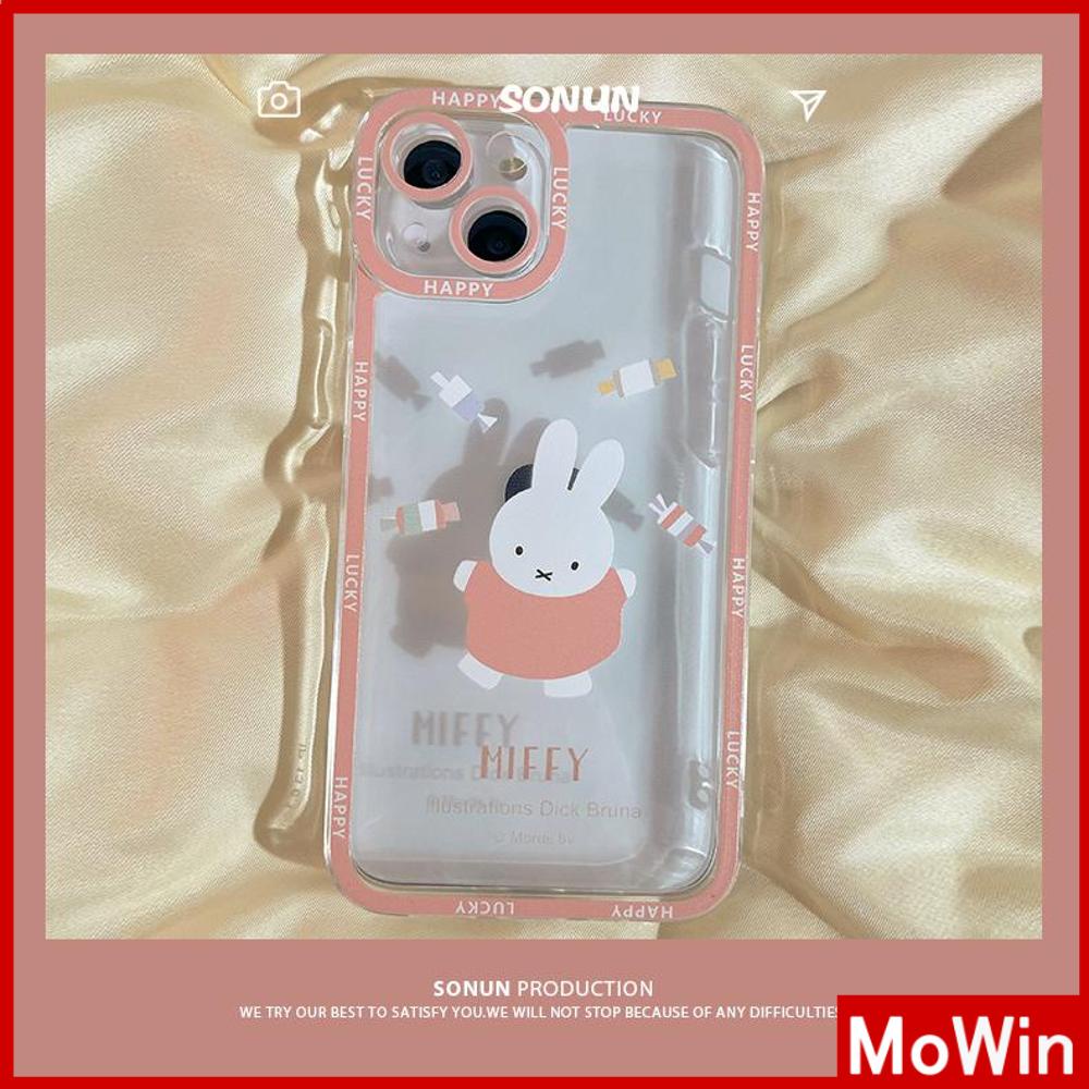 iPhone Case Silicone Soft Case Clear Case Square Edge Shockproof Protection Camera Cartoon Pink Cute Compatible For iPhone 11 iPhone 13 Pro Max iPhone 12 Pro Max iPhone 7 Plus xr