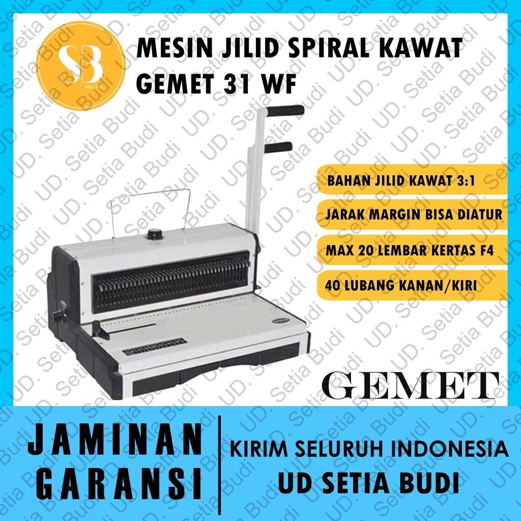 Mesin Jilid Spiral Kawat GEMET 31 WF Asli dan Bergaransi