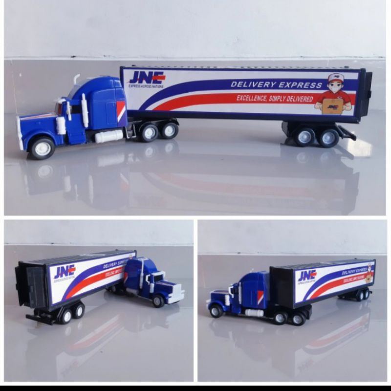 Mainan Truk Kontainer JNE - Miniatur Mobil Truk Box Expedisi Anak