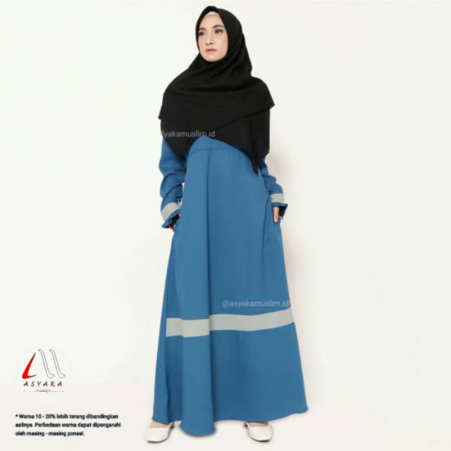 Gamis Zahra | Gamis Muslim Syar'i | Gamis Adem Busui Friendly | Warna Blue Elektrik | Biru Muda  Tua