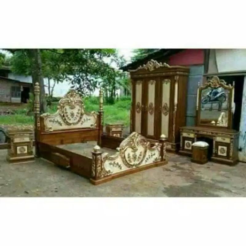kamar set jati jepara ( tempat tidur - lemari - meja rias - nakas)