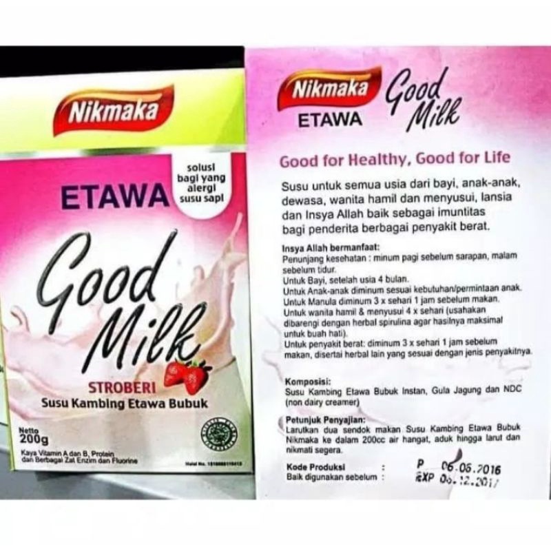 

Susu kambing bubuk Nikmaka rasa strawbery