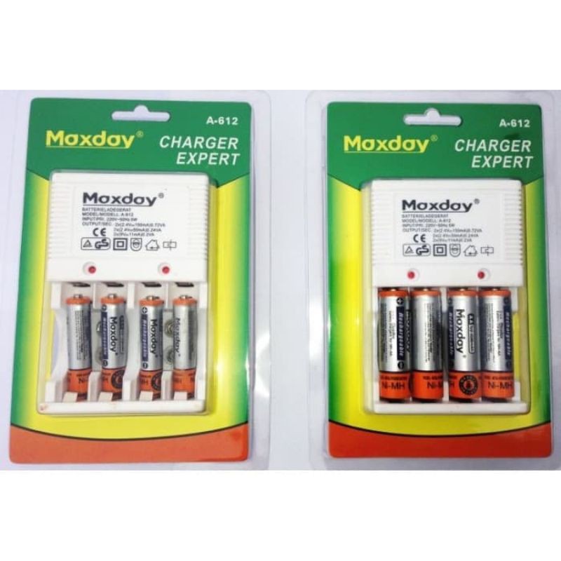 Charger Baterai Maxday A-612 AA-AAA-Kotak 9V - Cas Batre A2-A3-9Volt