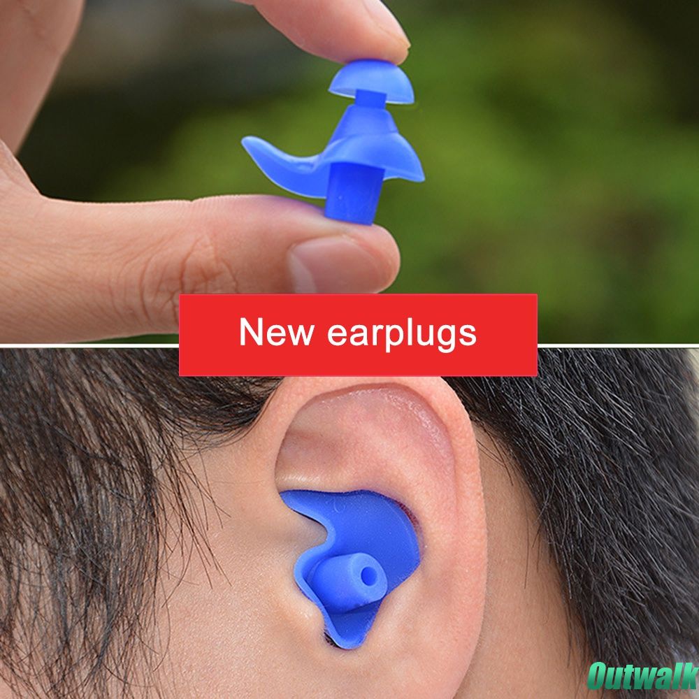 Sepasang Ear Plugs Bahan Silikon Tahan Air Tahan Debu Untuk Olahraga Berenang