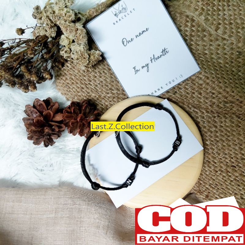 GELANG INISIAL Part (A-Z) / GELANG TALI KULIT / GELANG HURUF / GELANG COUPLE / GELANG KOREA