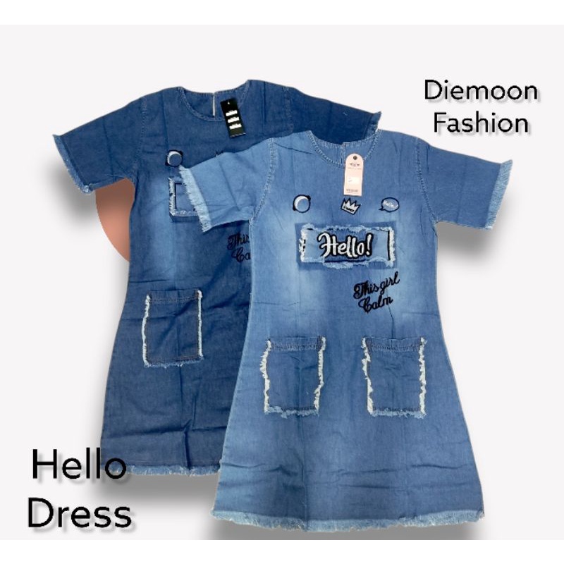 Dress Wanita Jeans casual . Hello dress jeans wash bordir . Dress bordir Dress Murah