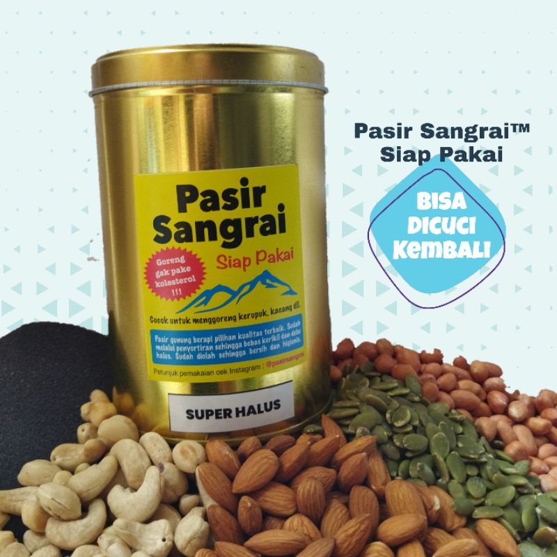 Pasir Sangrai® Siap Pakai - SUPER HALUS - Kemasan Toples Kaleng Emas 1Kg / Goreng Maggot / Kopi