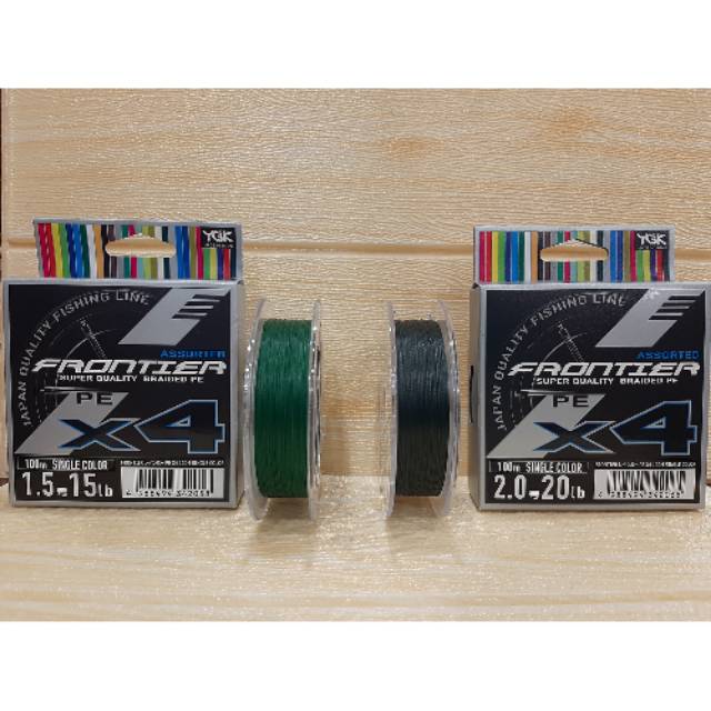 Senar PE YGK Frontier X4 100m | PE 1,5 | PE 2 | Single Color | Warna Random