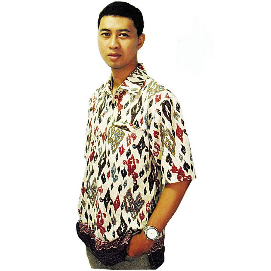 Kemeja Batik  Pria Putih Mega Mendung