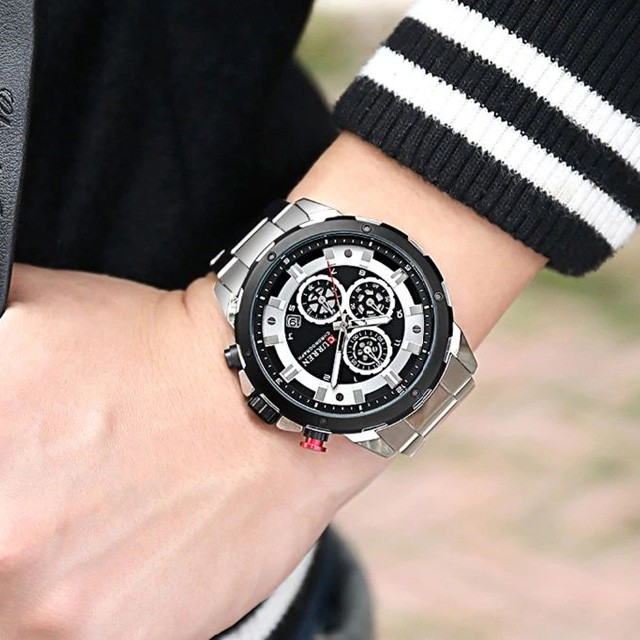 CURREN 8323 Jam Tangan Pria Analog Stainless Steel Chronograph Aktif WATCHKITE WKOS