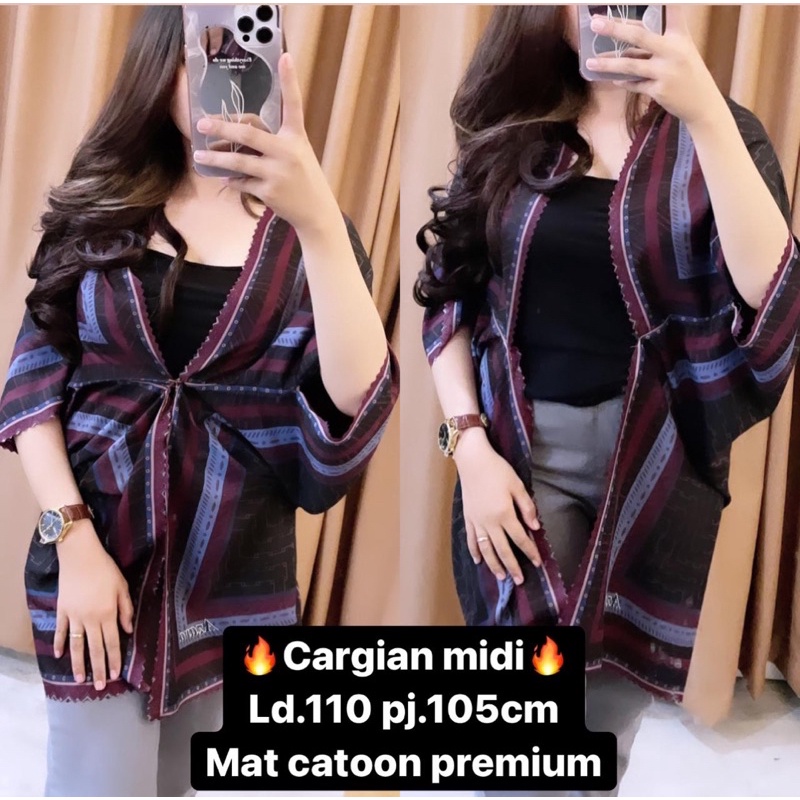 CARDIGAN KEKINIAN / CARDIGAN MIDI BAHAN MAT CATOON PREMIUM