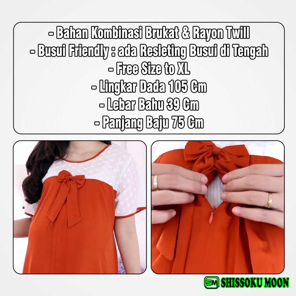 Baju Atasan Hamil Menyusui Model Kekinian Bahan Brukat &amp; Rayon Twill - Ribby