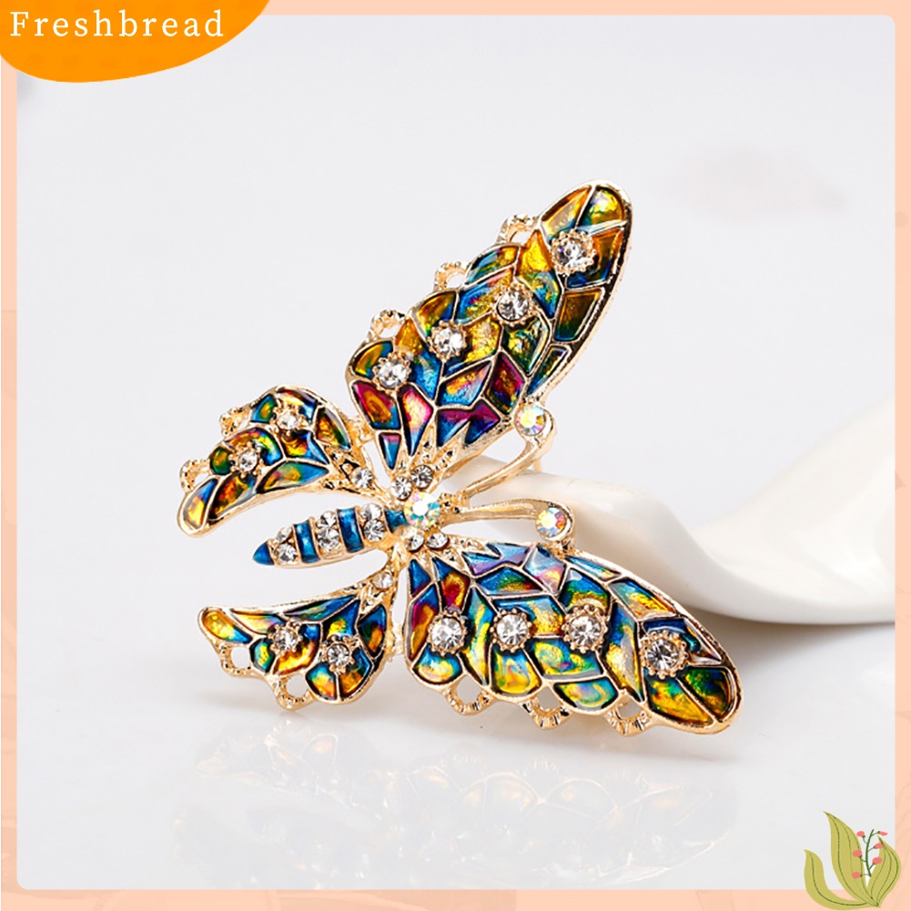 Fresh| Butterfly Bros Bentuk Kupu-Kupu Aksen Berlian Imitasi Warna-Warni Bahan Metal Untuk Wanita