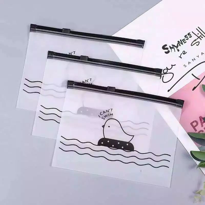 

Zipper bag organizer Transparan Doff tempat pensil wadah make up masker serbaguna