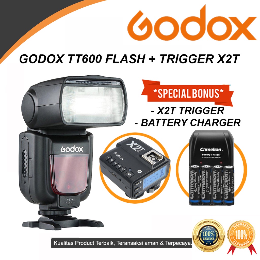 Godox Flash TT600 & X1T - Lampu Flash TT 600 Paket Trigger X1-T